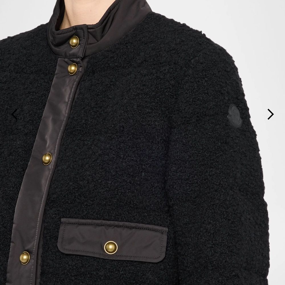 Moncler Blandy Tweed Short Down Jacket Black Size Small NWT - Picture 5 of 6